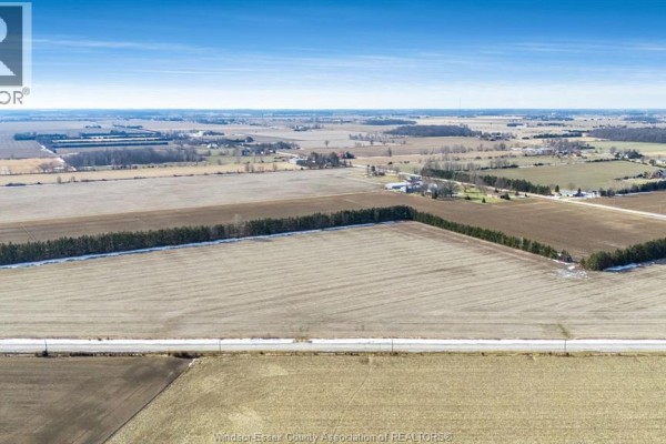 Aerial view of expansive farmland with tree lines and distant fields, highlighting rural surroundings. - V/l South Talbot, Tecumseh
