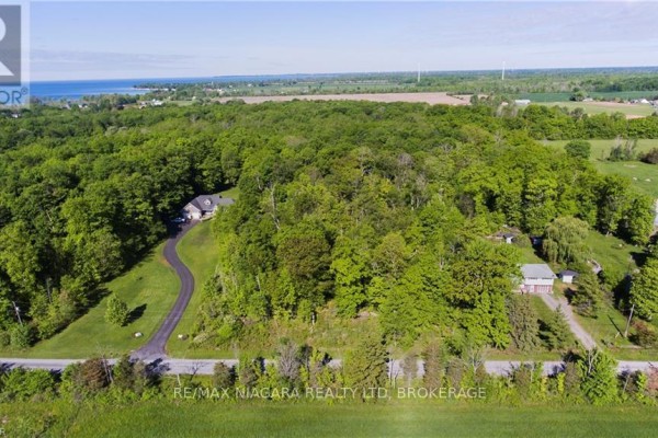Aerial view of Moore Road lot with a paved driveway leading to a house, surrounded by trees. - W/s Moore Road, Wainfleet